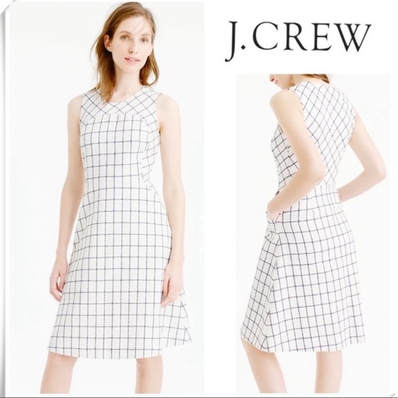 J. Crew Dresses & Skirts - J.Crew A-line Plaid Dress White Size 8P